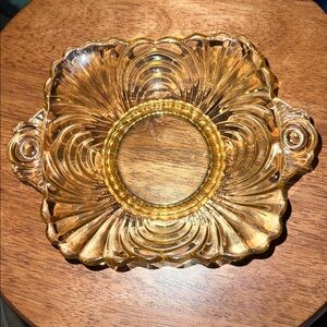 Vintage depression Caprice Yellow dish by Cambridge Crystal in canary yellow